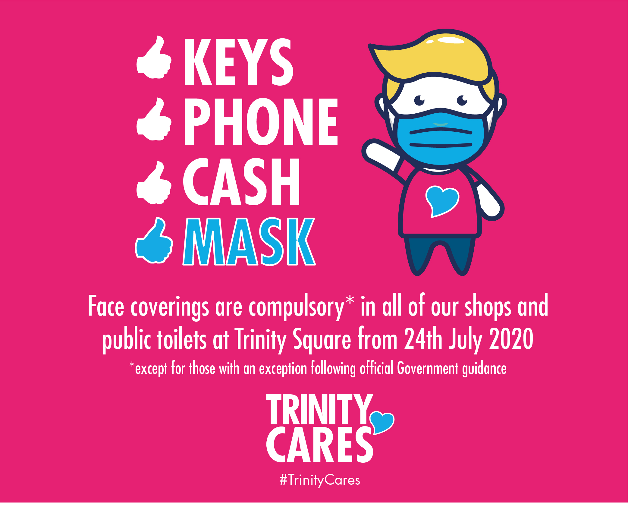 Masks compulsory at Trinity Square